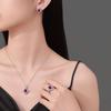 925 Sterling Silver Jewelry Set Purple Zircon Women Necklace Earrings Ring Birthday Party Wedding Jewelry Set Gift