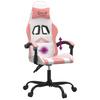 Gaming Chair Swivel White and Pink Artificial Leather