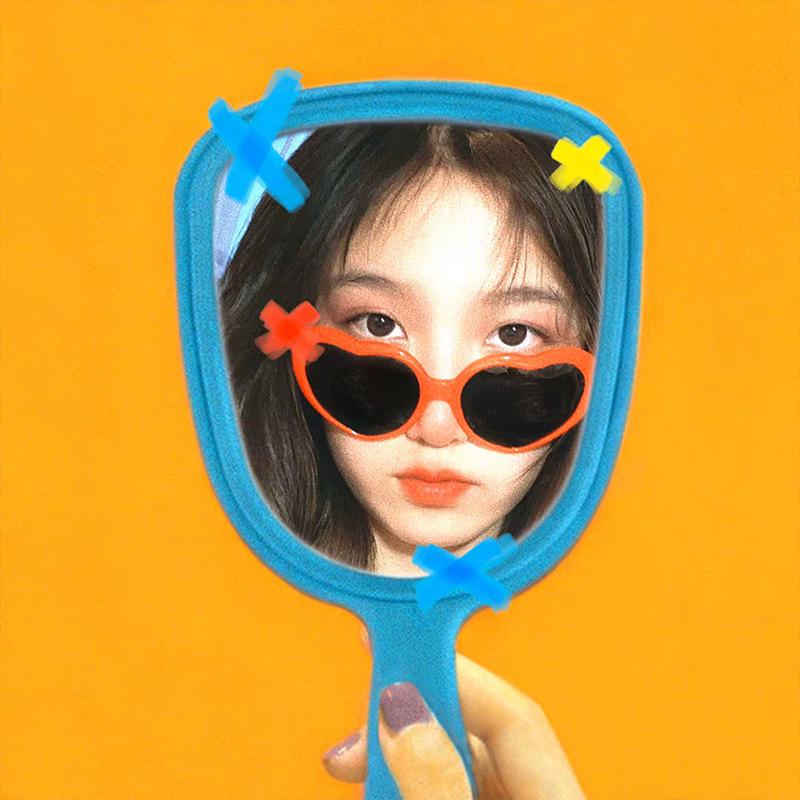 Peach heart Sunglasses love Sunglasses European and American trend frameless conjoined Sunglasses dazzling color glasses
