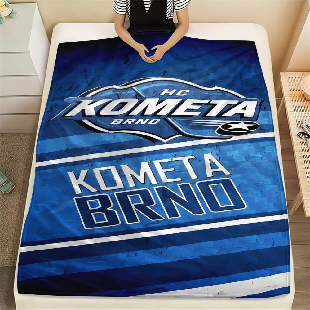 

1 шт. Фланелевое одеяло с принтом HC Kometa Brno, Высококачественное, Для всех сезонов, Декор для дома, Тепло и комфорт, Идеально подходит для рождественских подарков 80cm x 120cm