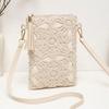 Borsa di Paglia alla Moda Versione Coreana Borsa a Spalla all'Uncinetto Lavorazione a Maglia Vuota Borsa Floreale da Spiaggia Casual Retro per Telefono Cellulare