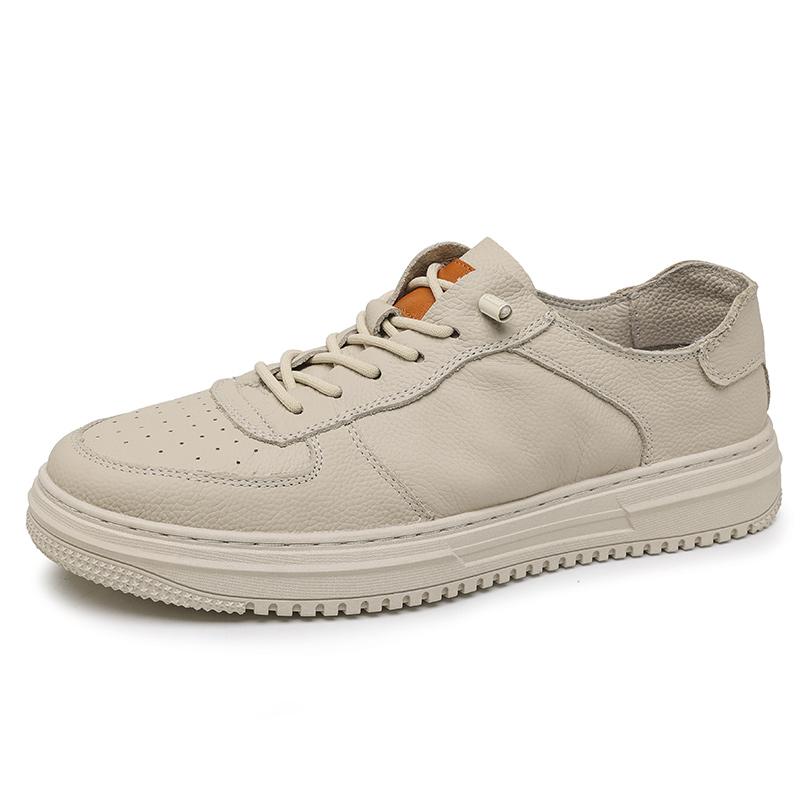 

Модные кожаные туфли для мужчин, весенние кроссовки, новые корейские повседневные кожаные туфли, маленькие туфли, модные и трендовые, дышащие, для вождения 44 белый