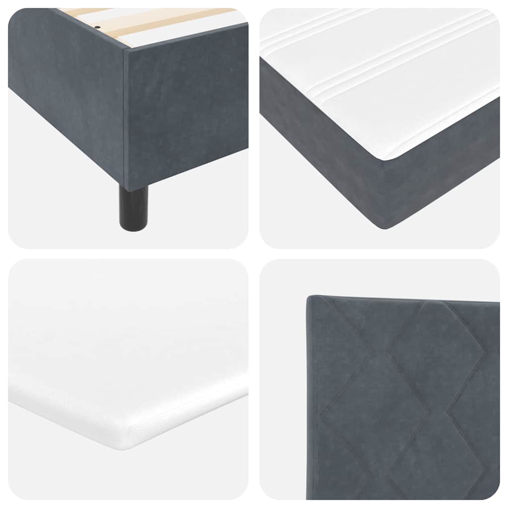 Boxspring Bed with Headboard Dark Grey 200 x 180 cm Velvet