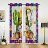Mexican Midget Cactus Guitar Curtains for Bedroom Living Room Window Curtain Treatments Blinds Kitchen Home Decor Drapes