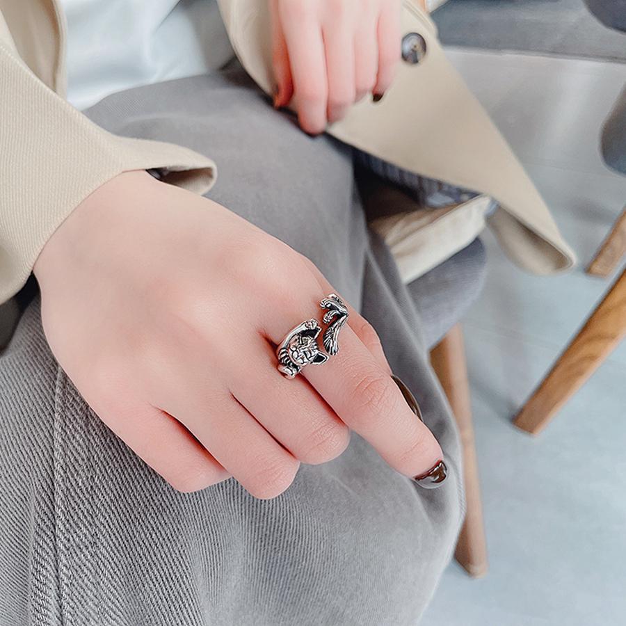 New Bohemian Simple Fashion Fortune Cat Size Adjustable Ring