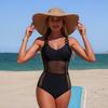 Swimsuit for Women Mesh Patchwork V Neck Bathing Suit Adjustable Strap Swimwear Tummy Control