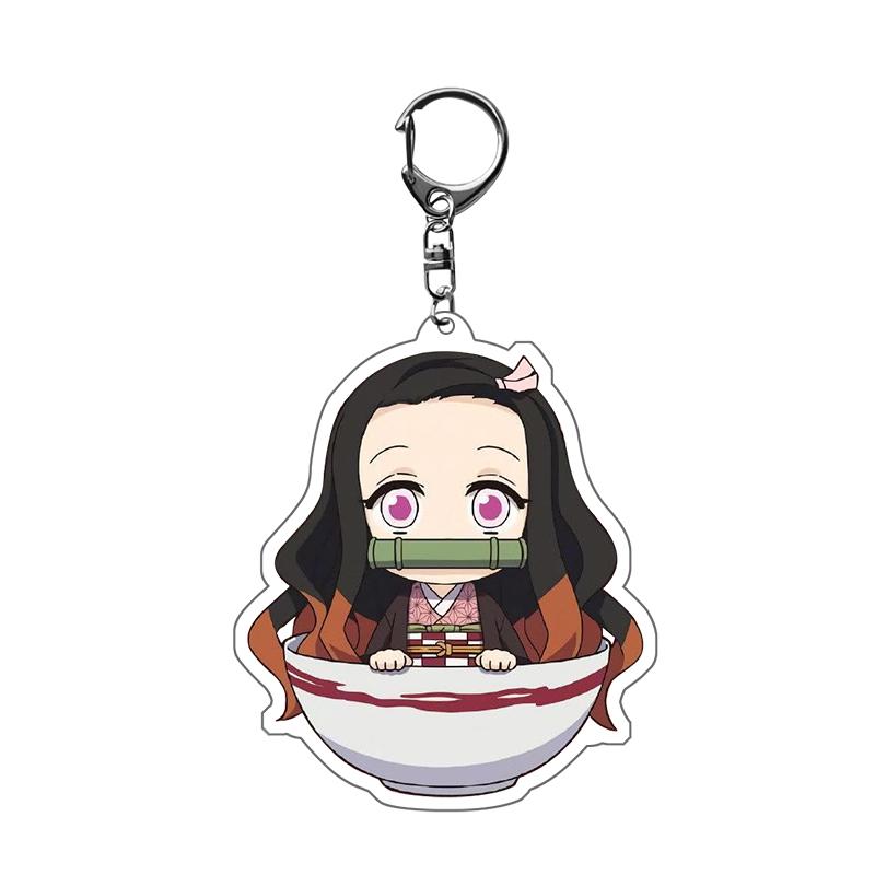 Anime Demon Slayer Kimetsu No Yaiba Llavero Anillo Dibujos Animados Kamado Tanjirou Kamado-Nezuko Tomioka Giyuu Figura de Acción Modelo Regalo