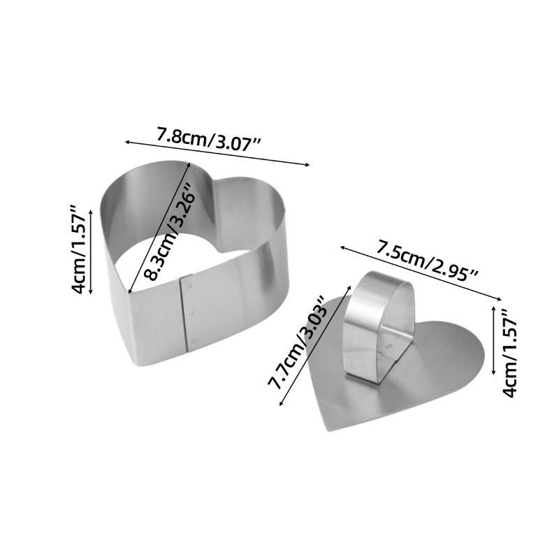 Stainless Steel Mousse Cake Ring Molds with Press Plate 1/4 Pcs Multi Shapes for Commercial Bakery Dessert Making