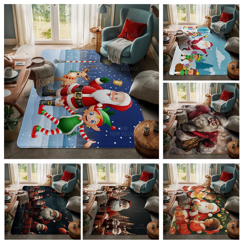 House Entrance Carpet Home Door Mat Living Room Bath Foot Bathroom Non-slip Water Absorption Rugs Bath Merry Christmas Winter