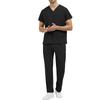 Men’s V Neck Short Sleeve Scrub Set Two Piece Uniform with Chest Pocket and Straight Leg Pants for Medical Work