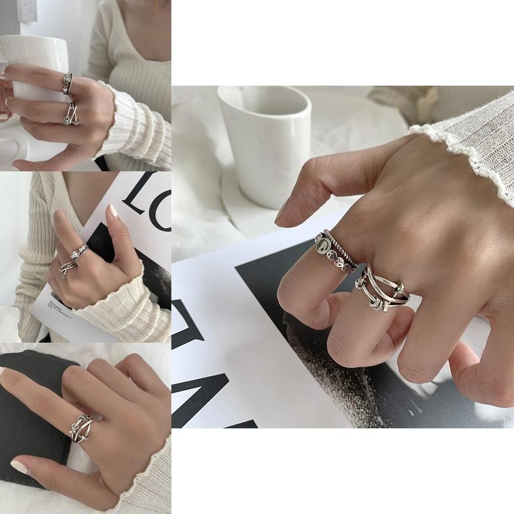 Contemporary 925 Sterling Silver Vintage Smiley Face Ring For Fashion Forward Women