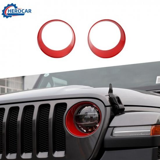 

2X Car Headlight Lamp Bezel Covers Trim for 2018+ Jeep Wrangler JL Gladiator JT