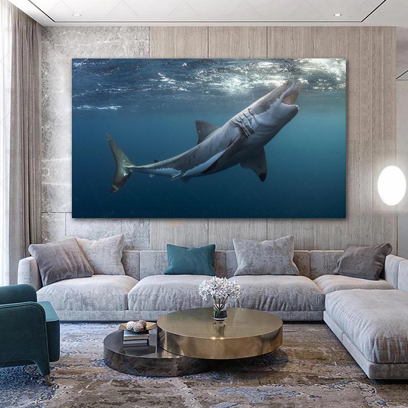 Shark Sea Animal Posters Wall Art Pictures for Living Room Modern Canvas Prints Cuadros Home Decorative Painting NO FRAME