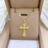 Stainless Steel Chain Luxury Zircon Cross Pendant Necklace for Women Men Trendy Cross Jewelry Gifts