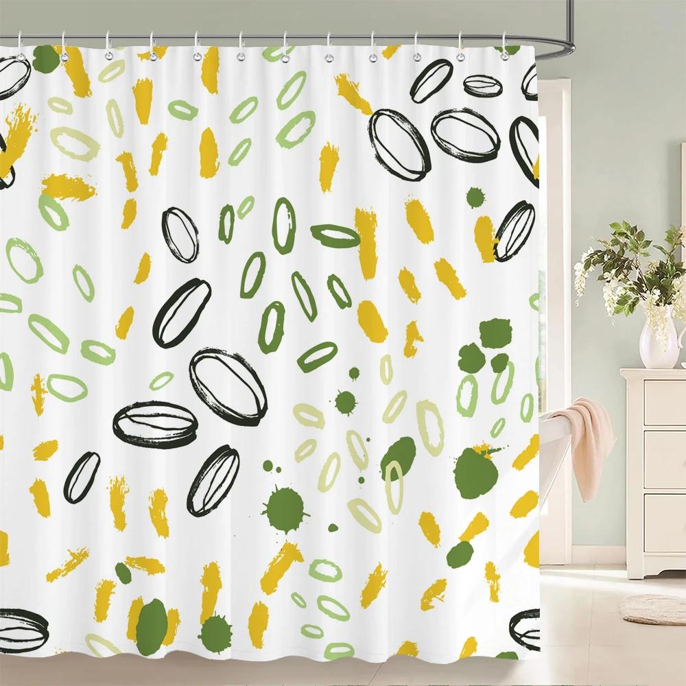 Abstract Bohemian Shower Curtain Medieval Minimalist Art Polyester Fabric Shower Curtain Bathroom Decoration Curtain with Hooks