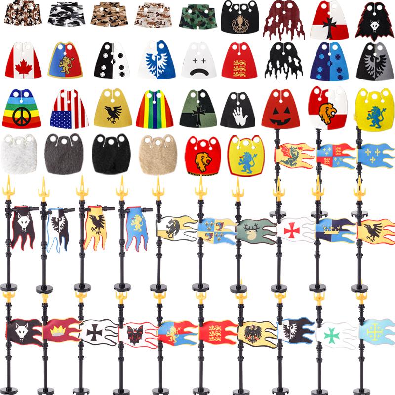 MOC Mittelalterliche Flagge Burg Serie Bausteine Figuren Zubehör Löwe Adler Altes Rom Burg Ritter Umhang Steine Spielzeug Geschenk