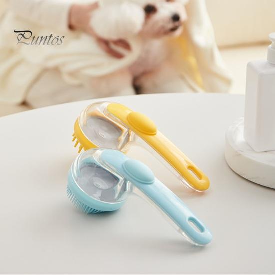 Pet Bath Brush with Soap Shampoo Container Soft Brush Head Dead Skin Loose Fur Removal Dog Cat Bathing Massage Grooming Brush
