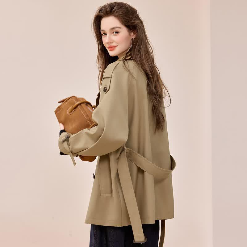 Bailuyu Retro Double-breasted Khaki Trench Coat