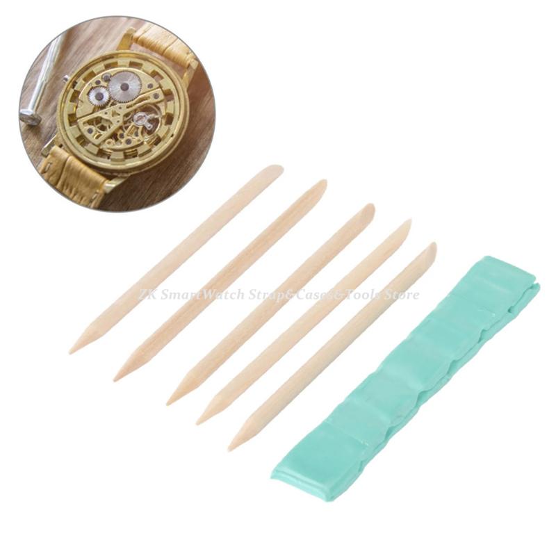 Watch Parts Movement Cleaning Clay Green Rubber Putty Cleaner with Wooden Stick Watch Repair Tool Accessories for Watchmakers