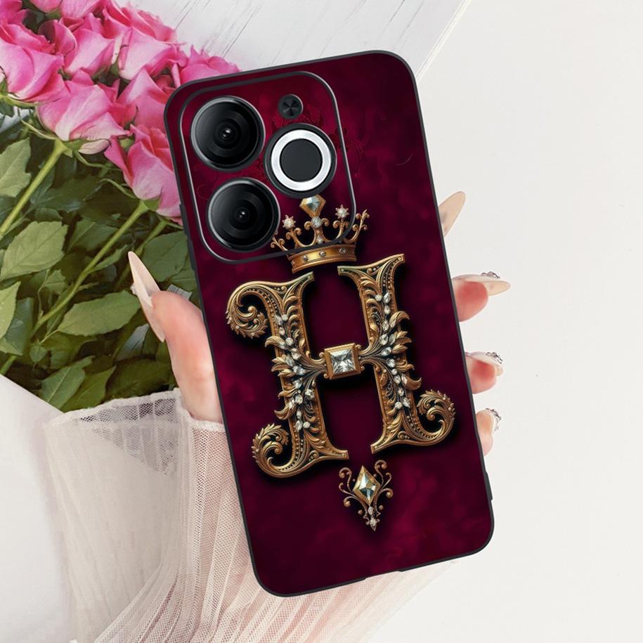 For Itel A80 Case A671L A671LC Back Cover Luxury A Z Initial Letter Crown Soft Silicone Couple Phone Case For ItelA80 A 80 Shell
