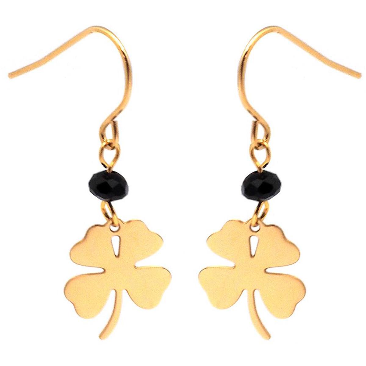 

Les Trésors De Lily [Q1022] - Дизайнерские серьги из стали Clovers черное золото - 18x10 мм