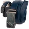 Men's Leather Belt Automatic Buckle Navy Blue Beltimore A46 : Colors - Navy Blue, Belt Sizes - 100-115 Cm