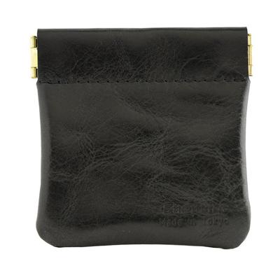 [Marca Final] Feito no Japão Couro Genuíno Porta-Moedas Estilo Bolsa Para Homens e Mulheres (Preto)