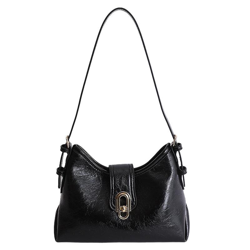 IELGY Ladies Tote Bag Texture Oil Wax Leather Commuter Retro Shoulder Messenger Bag