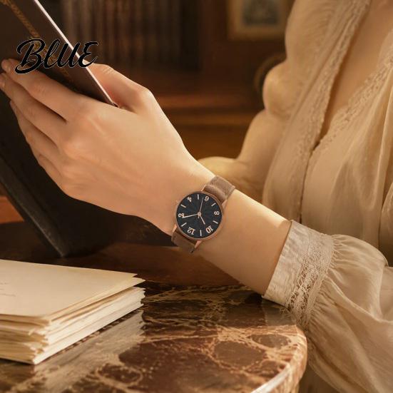 Alloy Case Watches Women Faux Leather Strap Watch Round Dial Quartz Casual Formal Wristwatch Ladies Wristwatch Gifts for Her