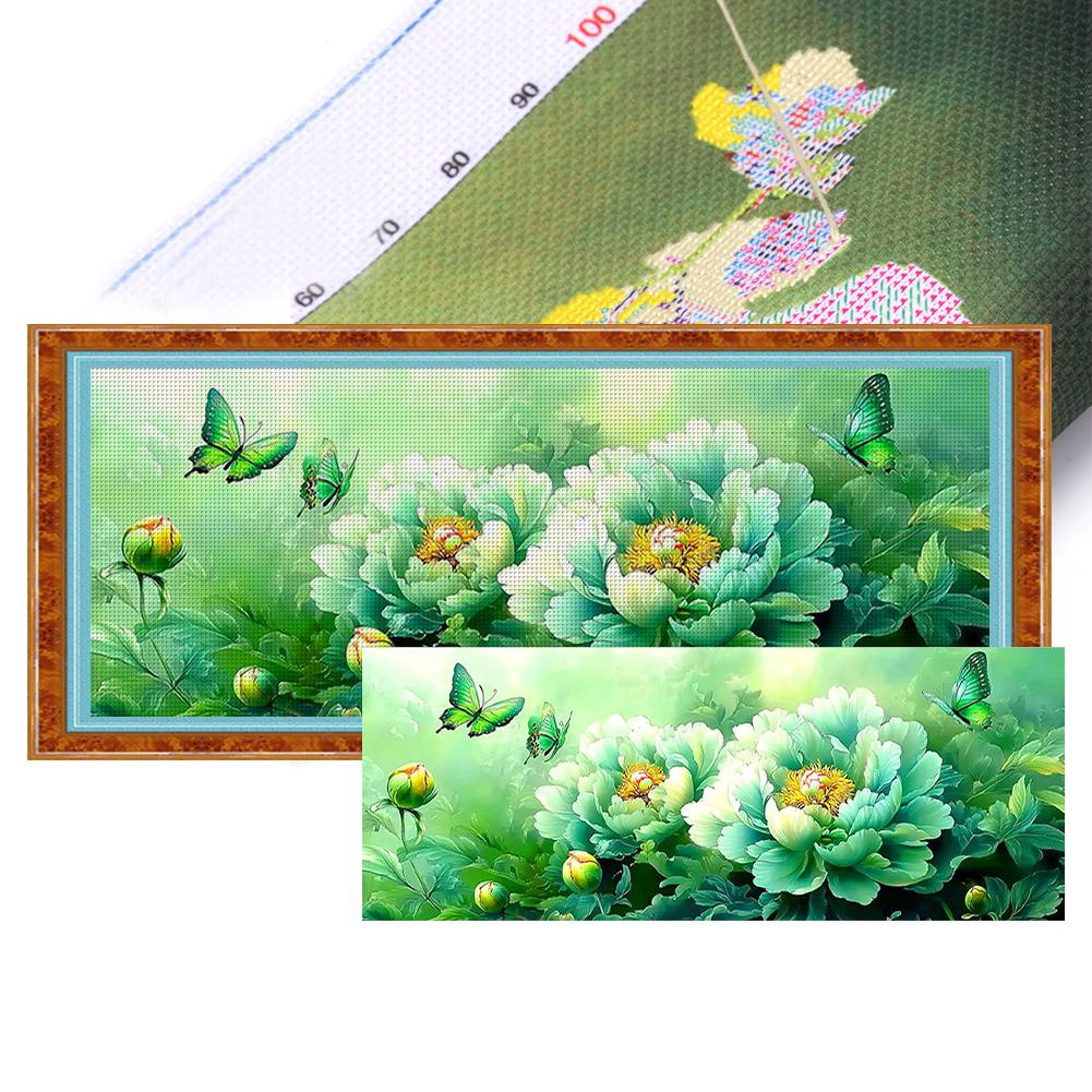 Full Embroidery Eco-cotton Thread 9CT Printed Flower Cross Stitch Kit Art