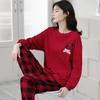 Aifen Teng Women's Pajamas Set: Pure Cotton, Long Sleeve, Long Pants, Casual Home Wear, Suitable for Spring, Autumn, and Winter.