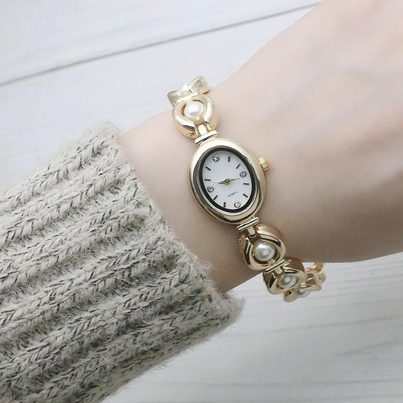 Simulation Pearl Bracelet Quartz Wristwatch Women Bracelet Watch