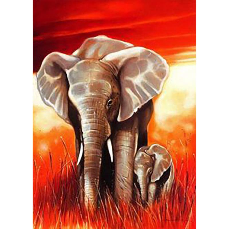 DIY Elephant 5D Diamond Maling Full Rund Drill Animal Diamond Brodery Rhinestone Art Mosaic Home Decoration Håndlaget gave