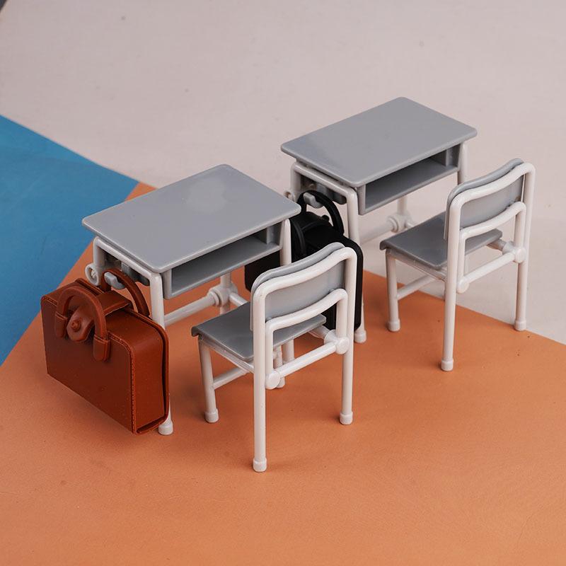 

Good-Looking Mini Desks, Classroom Schoolbags, Model Doll Houses, Miniature Desks And Chairs Diy Ornaments, Children S Play House Toys