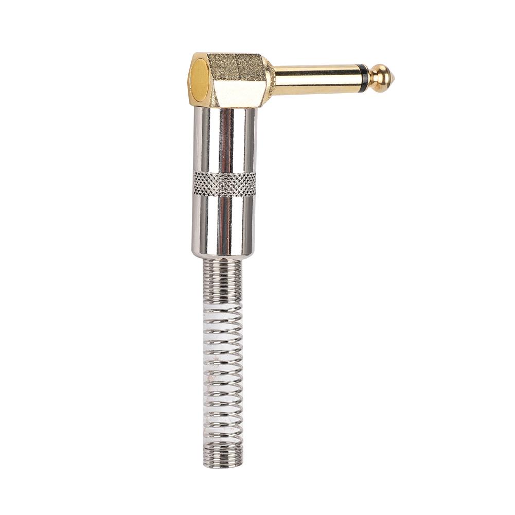 Gold Plating 90 Degree Curve Mono 6.35mm Male Electric Guitar Microphone Cable Welding DIY Plug