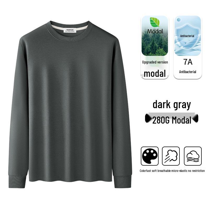 

Men s 280G Heavyweight Mercerized Modal Long-Sleeve Round Neck Sweatshirt 2XL (80-90kg)