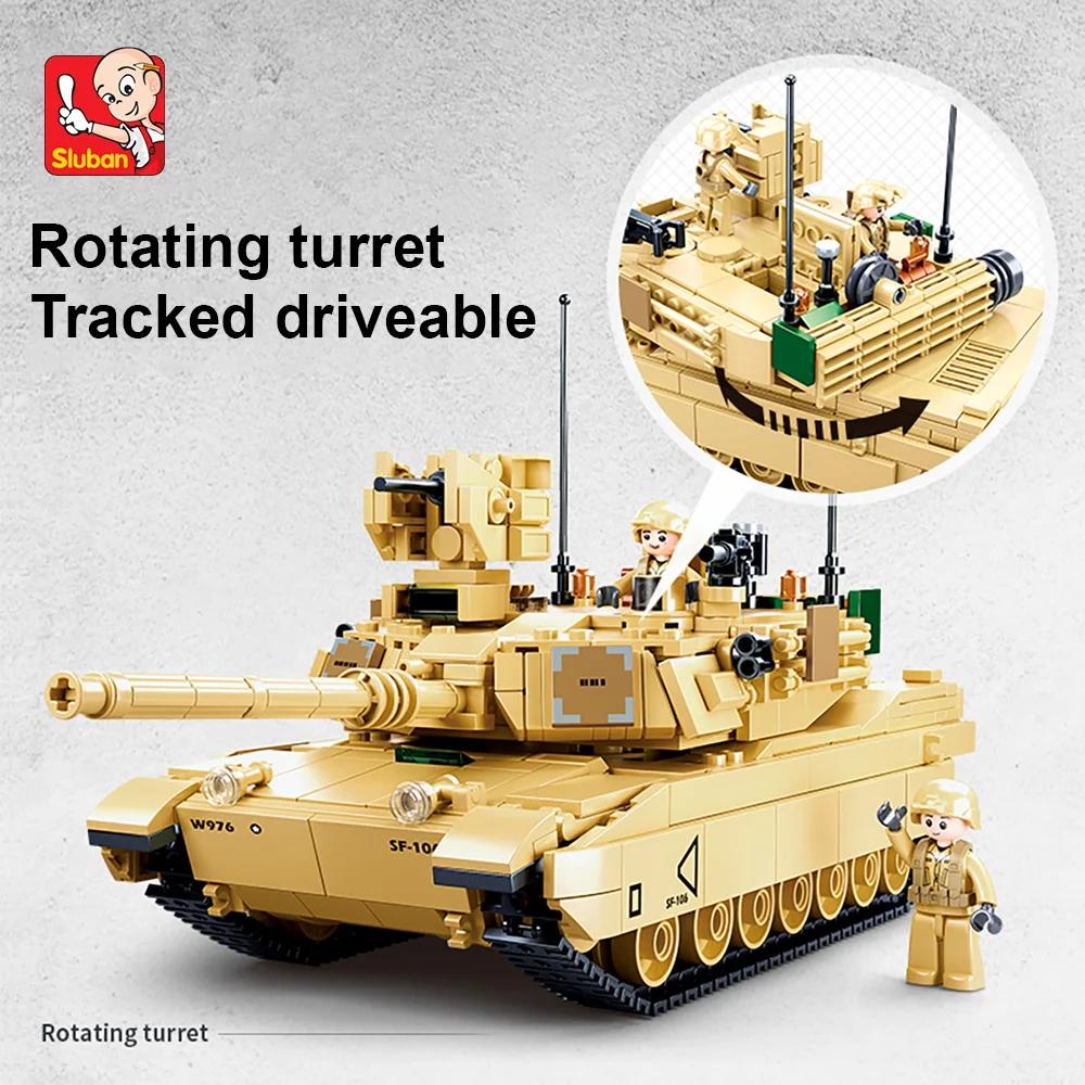 Non-Toxic 781Pcs Military Series Model Building Block Toys M1A2 Tank Model Creative Diy Toy Assembled Building Blocks Kit