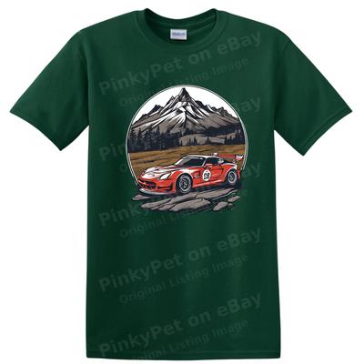 Racing Car T Shirt Vintage Mountain Landscape Graphic Tee Auto Lover Gift