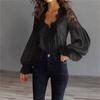 Nuova Blusa da Donna Patchwork di Pizzo con Maniche a Sbuffo e Pieghe - Primavera 2026