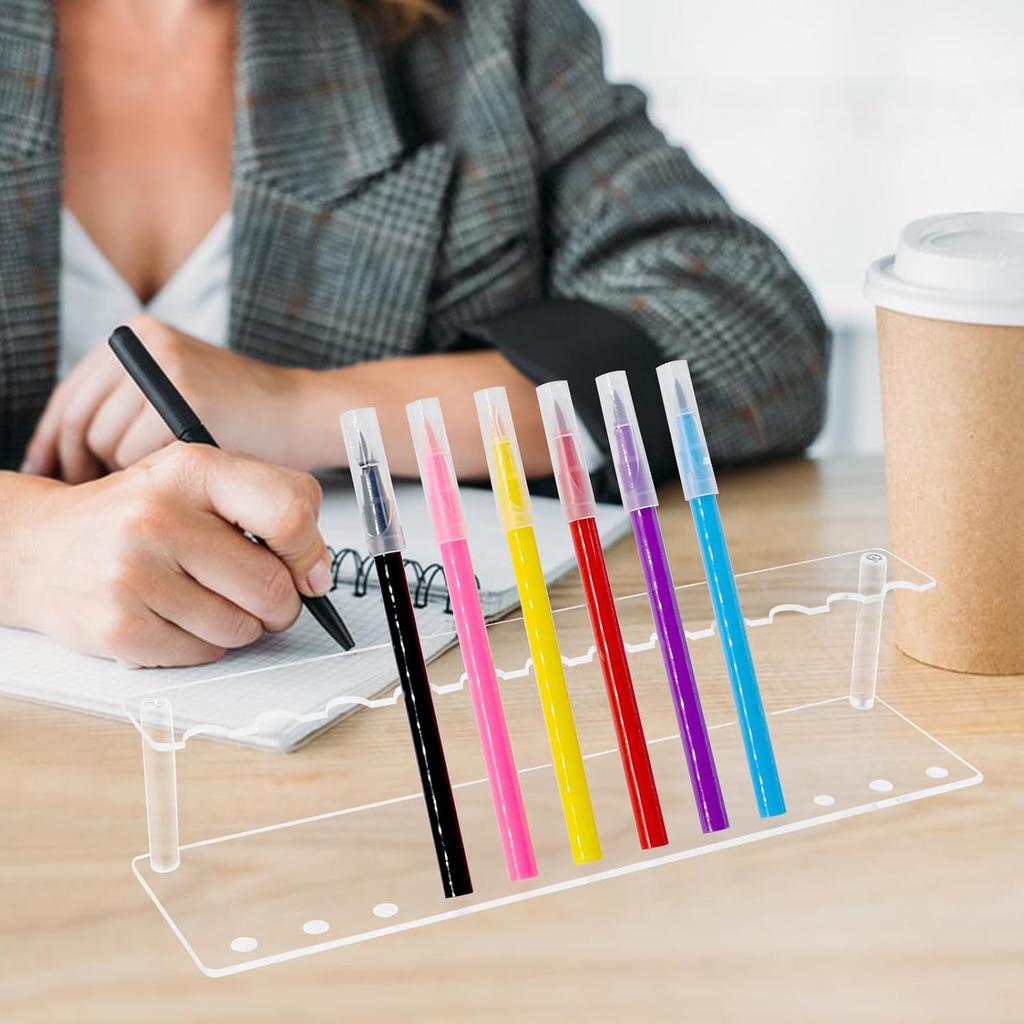 Clear Pen Display Stand 1.5cm 12-Slots Pen Holder Stand Pencil Display Rack Pen Stand Organizer for Pencil Makeup Brush Eyebrow
