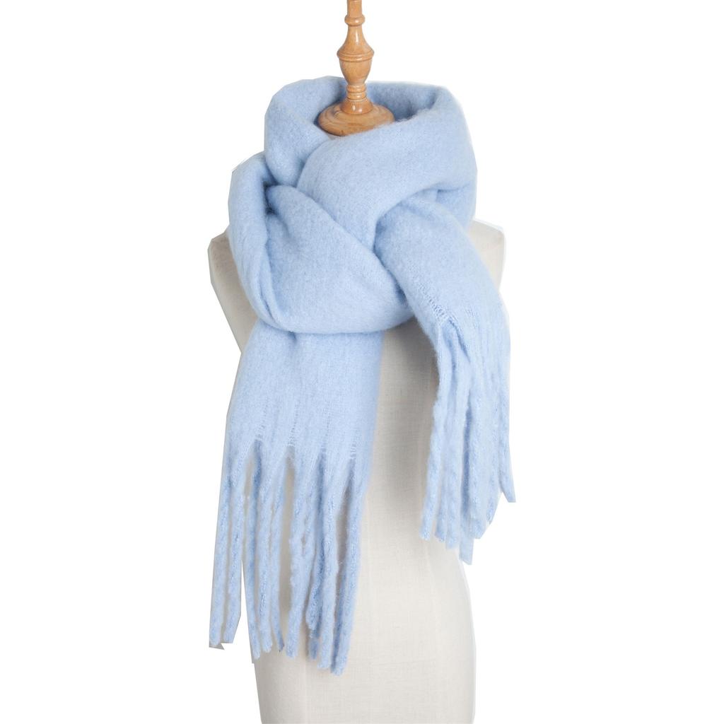  Solid Thick Cashmere Scarf for Women Large Wool Blanket Pashmina Winter Warm Shawl Wraps Bufanda Female With Tassel Scarves