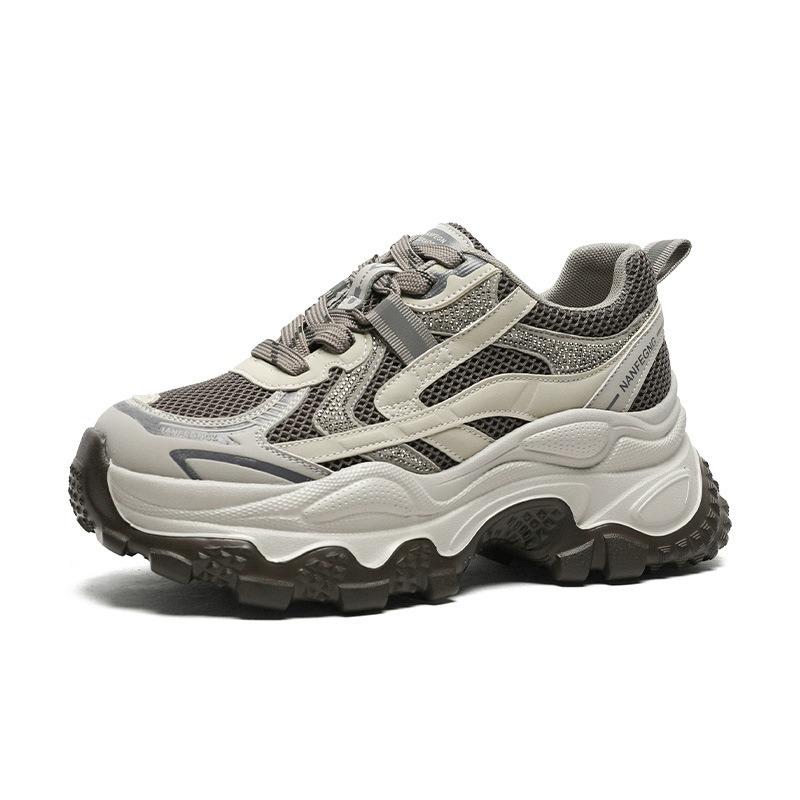 Dad shoes women's autumn new fashion rhinestone thick sole height increase small casual sports shoes