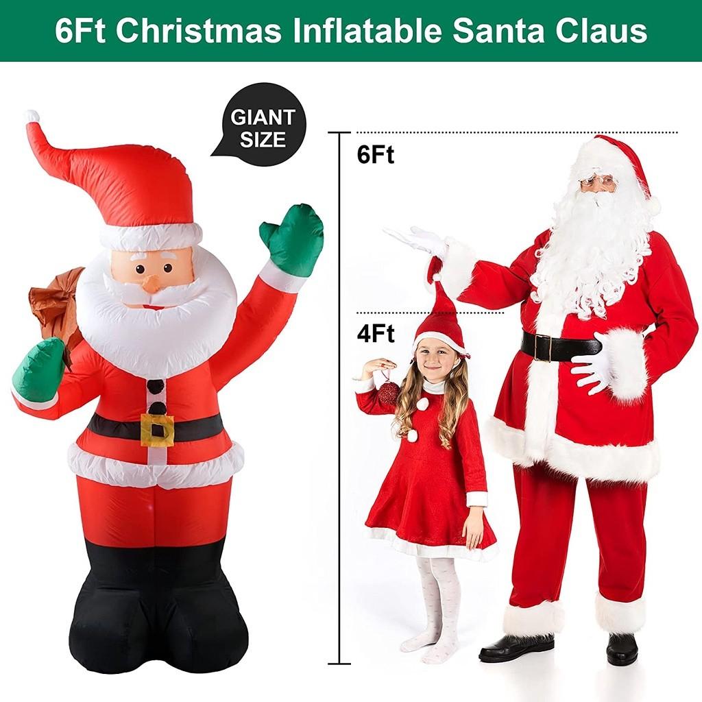 6 FT Holiday Yard Decoration Supplies Christmas Inflatable Santa Claus Christmas Inflatables Outdoor Decorations LED Lights