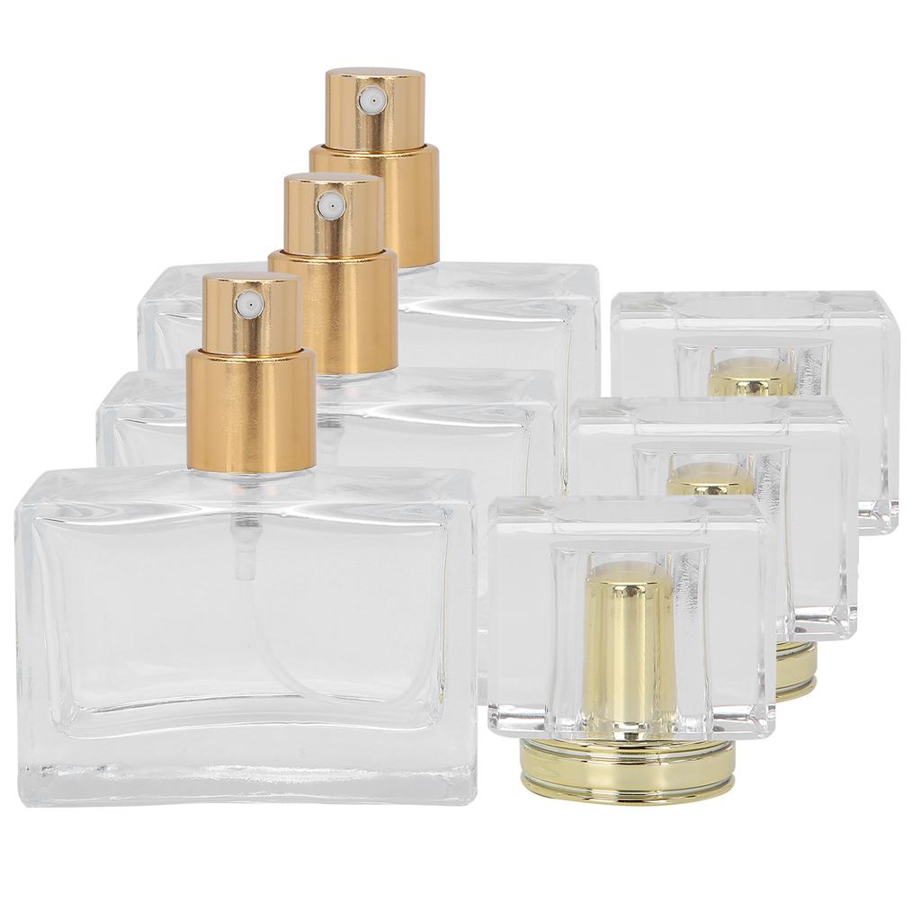 3pcs Glass Empty Perfume Bottle Makeup Refillable Perfume Spray Bottle DispenserGold