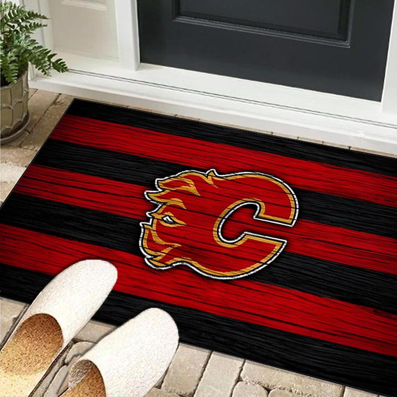 Calgary Flames Area Rug Suitable for Indoor And Outdoor,Carpets for Playroom, Homes, Offices, Living Rooms,Home Decor,Christmas Fan Gift