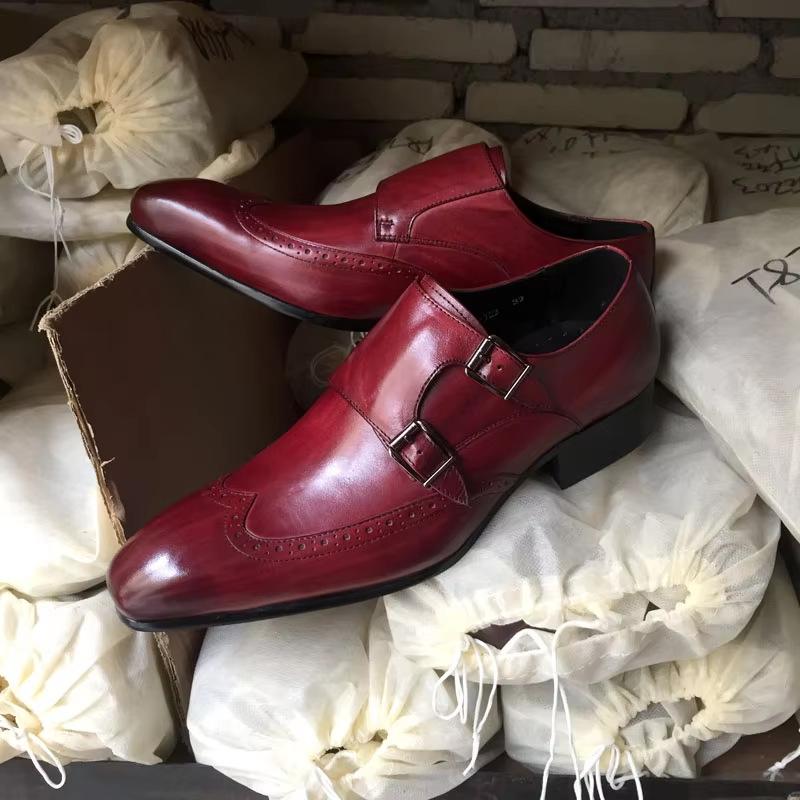 Men'Sdressshoes Pointed Monk Monk Shoes Cowhide Dress Leather Shoes Men'S Double Buckle Business Casual Shoes