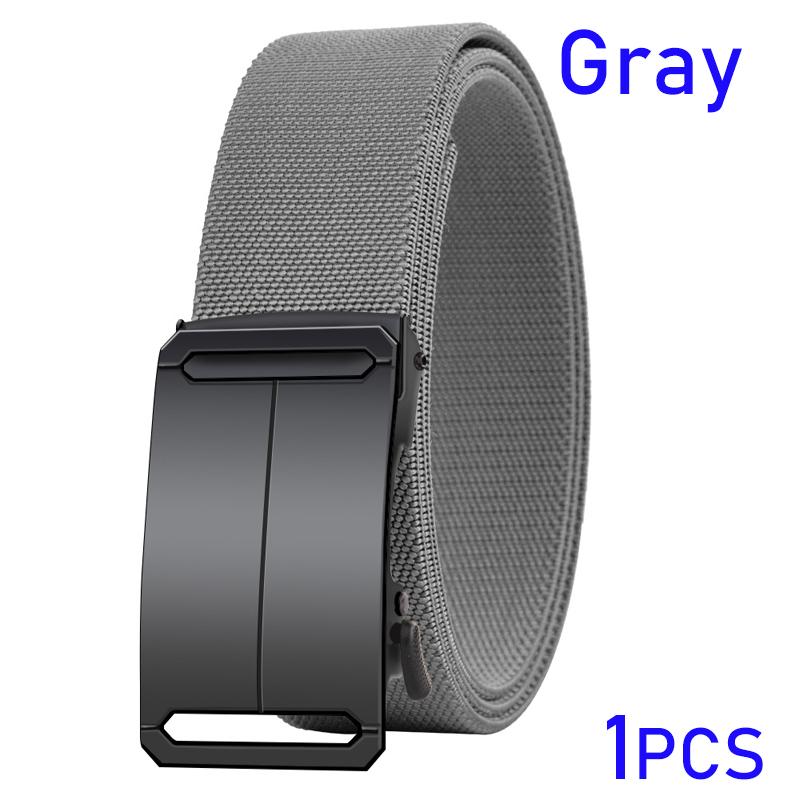 Metal Automatic Buckle Elastic Canvas Belt for Men Durable Stretch Tactical Waistband for Outdoor Training, Hunting Casual Pants