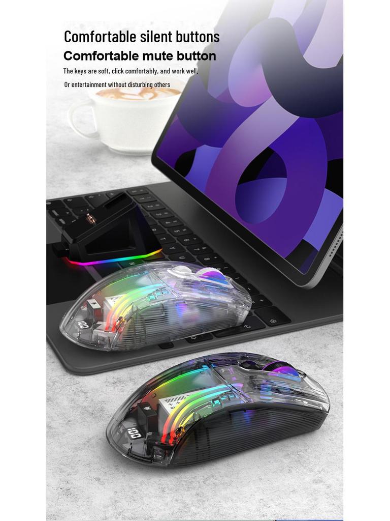 Xuanyinhu XYH20proRGB Wireless Bluetooth Transparent Gaming Mouse with Screen Charger