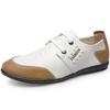Men's Shoes Hollow Breathable Cowhide Soft Sole Four Seasons Leather Shoes Men's Inner Height Increase Thin White Casual Shoes 2025