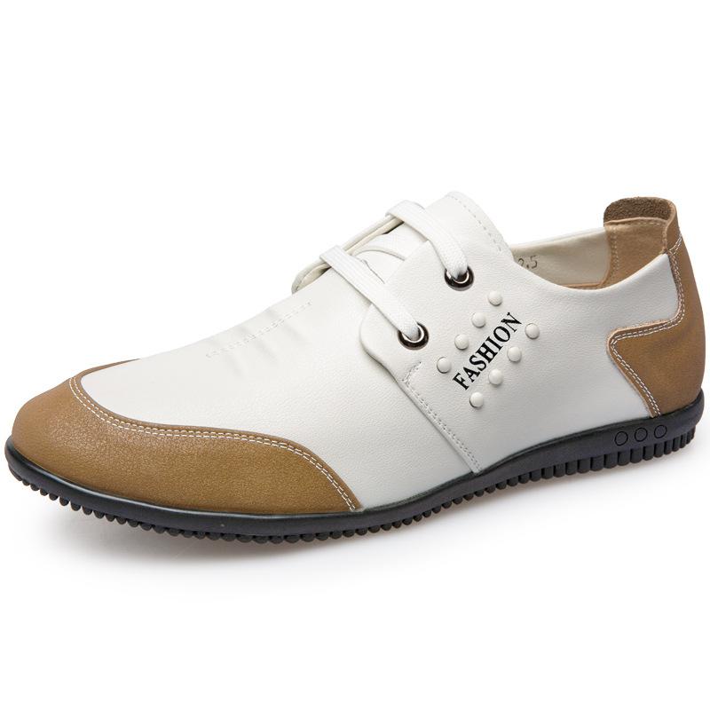 

Men s shoes hollow breathable cowhide soft sole four seasons leather shoes men s inner height increase thin white casual shoes 2025 38